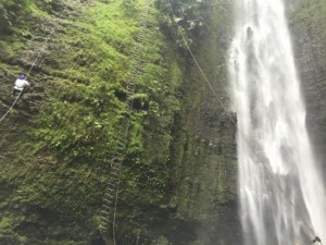 Waterfall rappel tour in Arenal Volcano, La Fortuna. Costa Rica